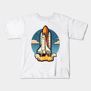 a spaceship with  rockets Kids T-Shirt
